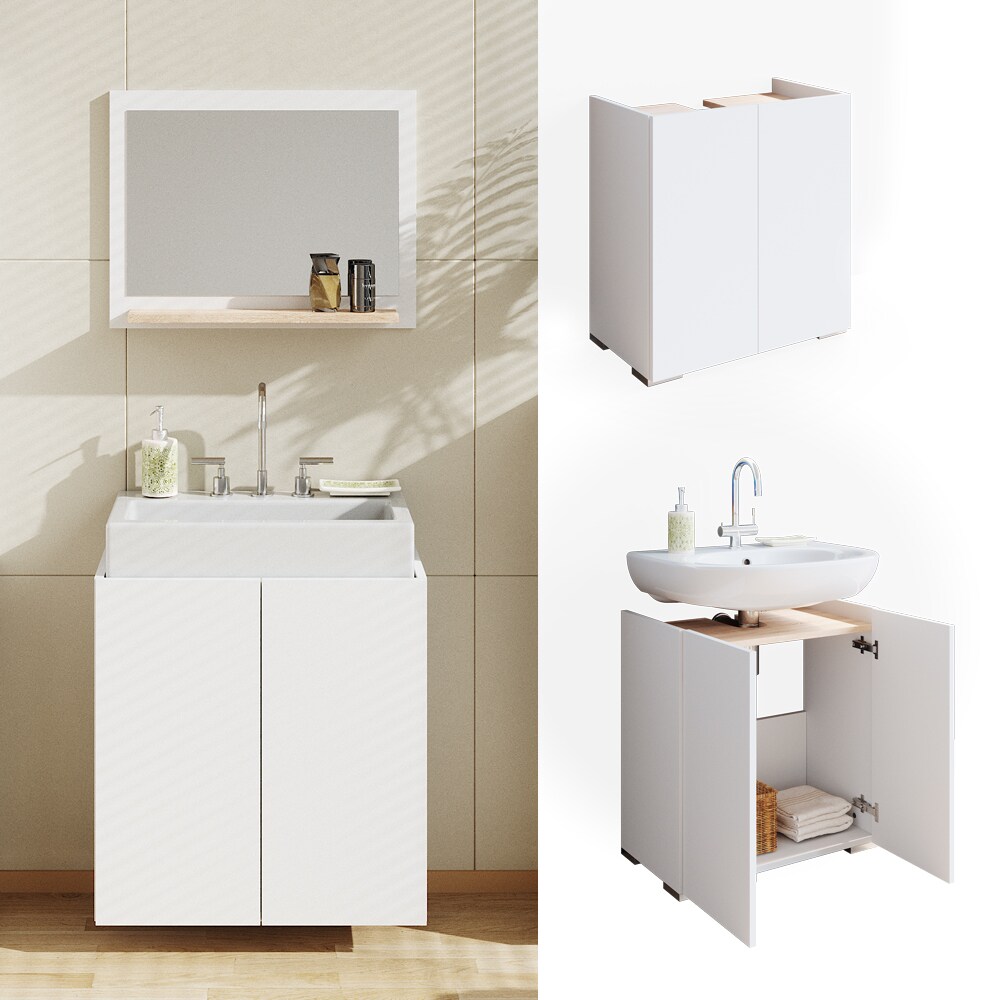 Vicco Waschtischunterschrank Waschbeckenunterschrank Badschrank Delfina Wei&szlig;/SON - Bild 1