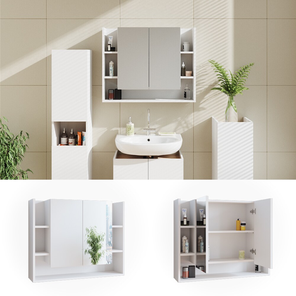 Vicco BadspiegelWandspiegel Spiegel Elira Weiß Badezimmer Ablage Badschrank | 04066731036905