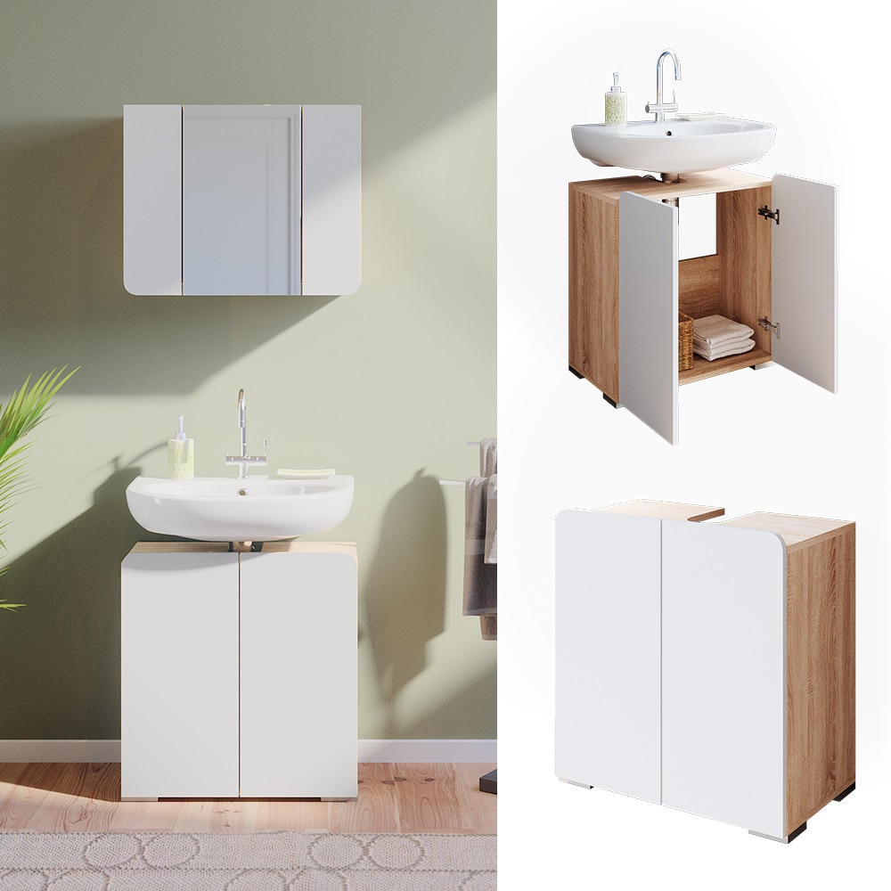 Vicco Waschtischunterschrank Waschbeckenunterschrank Badschrank Elvina SON/Wei&szlig; - Bild 1