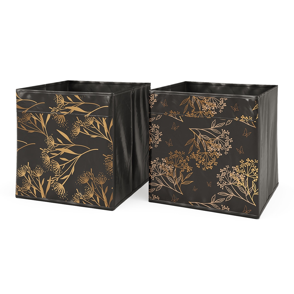 Vicco Faltbox Aufbewahrungsbox Regalbox Schwarz Gold Floral 1 Hartkarton Ablage - Bild 1