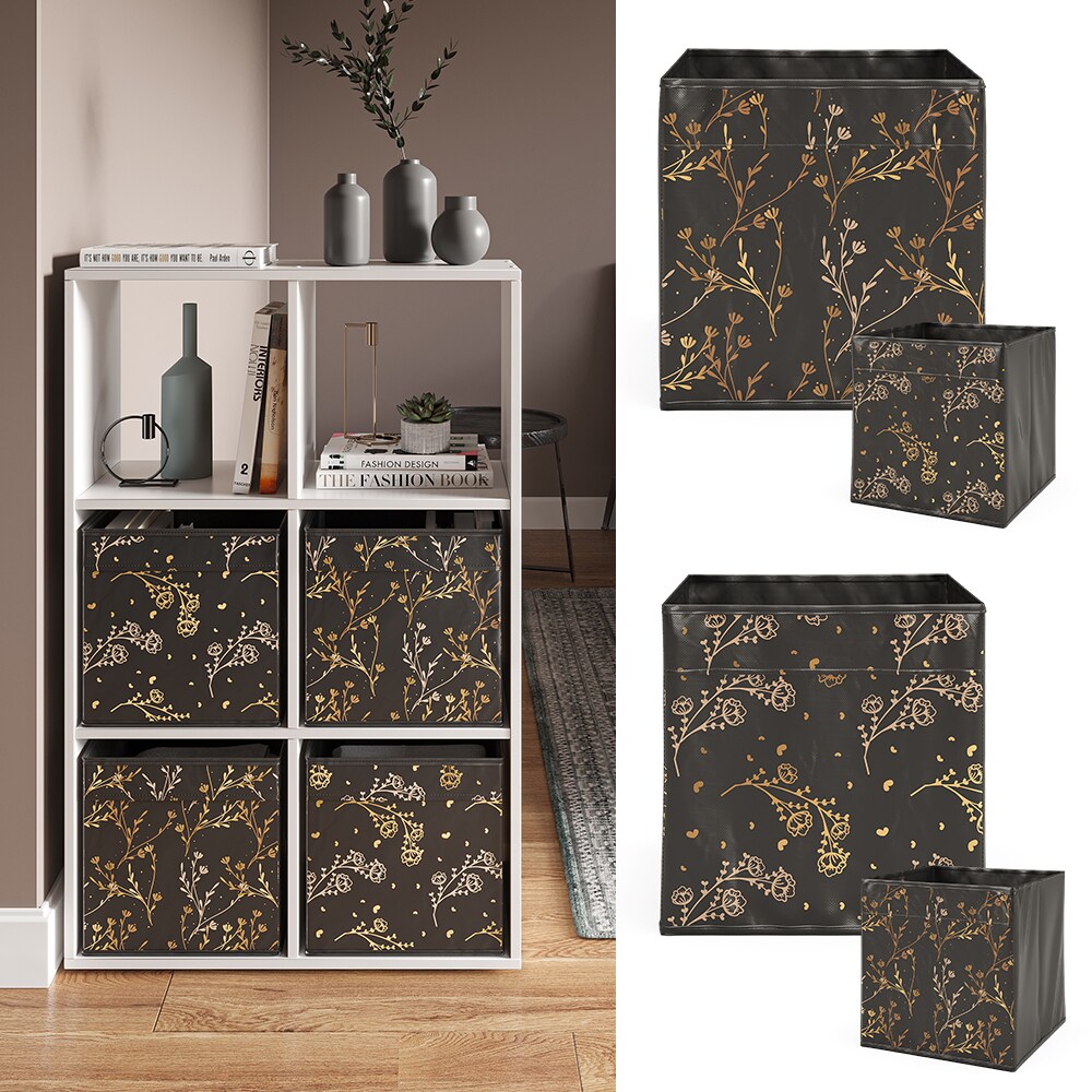 Vicco Faltbox Aufbewahrungsbox Regalbox Schwarz Gold Floral 2 Hartkarton Ablage - Bild 1