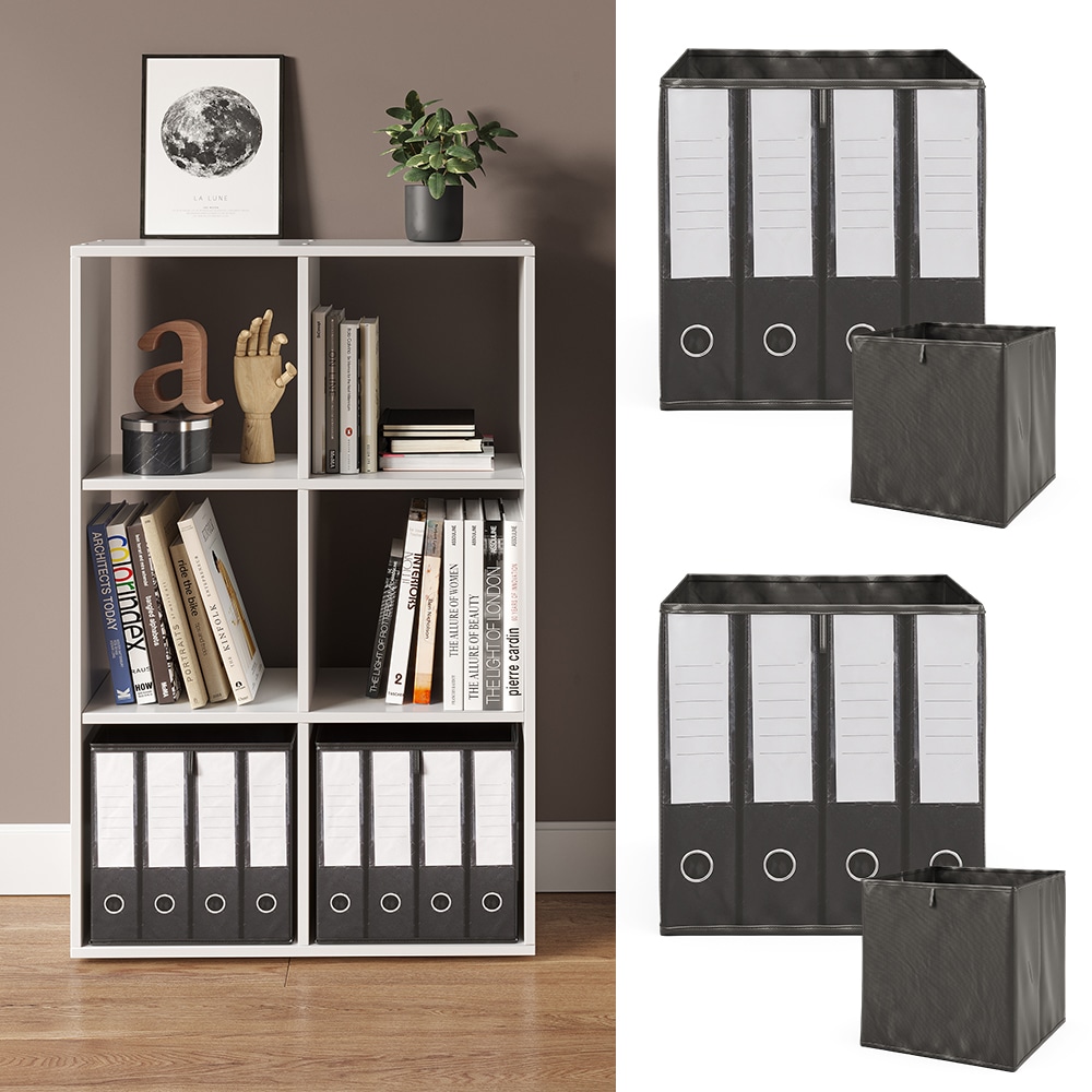 Vicco Faltbox Aufbewahrungsbox Regalbox Schwarz Ordnermuster Hartkarton Ablage - Bild 1