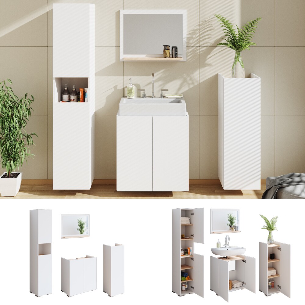 Vicco Badm&ouml;belset Badspiegel Unterschrank Midischrank Hochschrank Delfina Sonoma - Bild 1