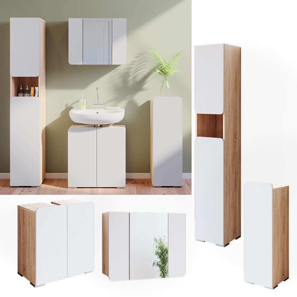 Vicco Badm&ouml;belset Badspiegel Unterschrank Midischrank Hochschrank Elvina Sonoma - Bild 1