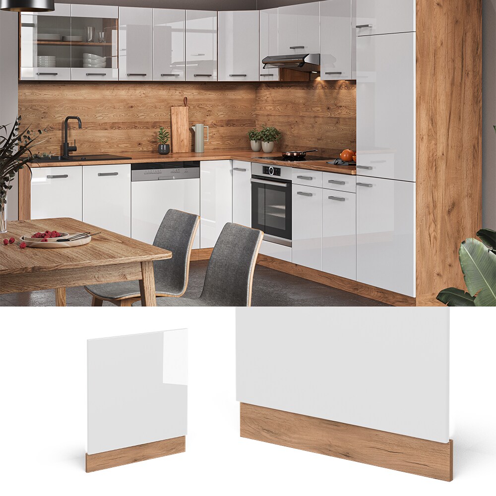 Vicco Geschirrspülerfront Blende Küchenzeile R-Line 60 cm Goldkraft Weiß