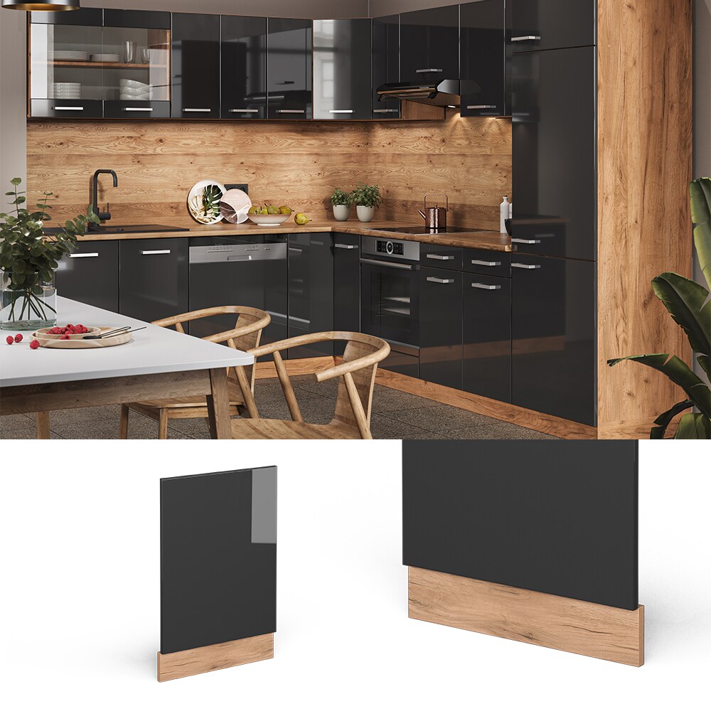 Vicco Geschirrspülerfront Blende Küchenzeile R-Line 45 cm Goldkraft Anthrazit