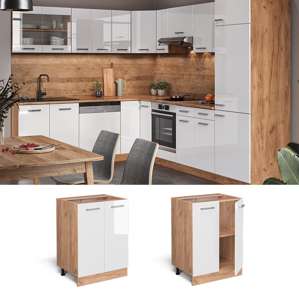 Vicco Unterschrank Küchenschrank Küchenzeile R-Line 60 cm Goldkraft Weiß | 04066731035588