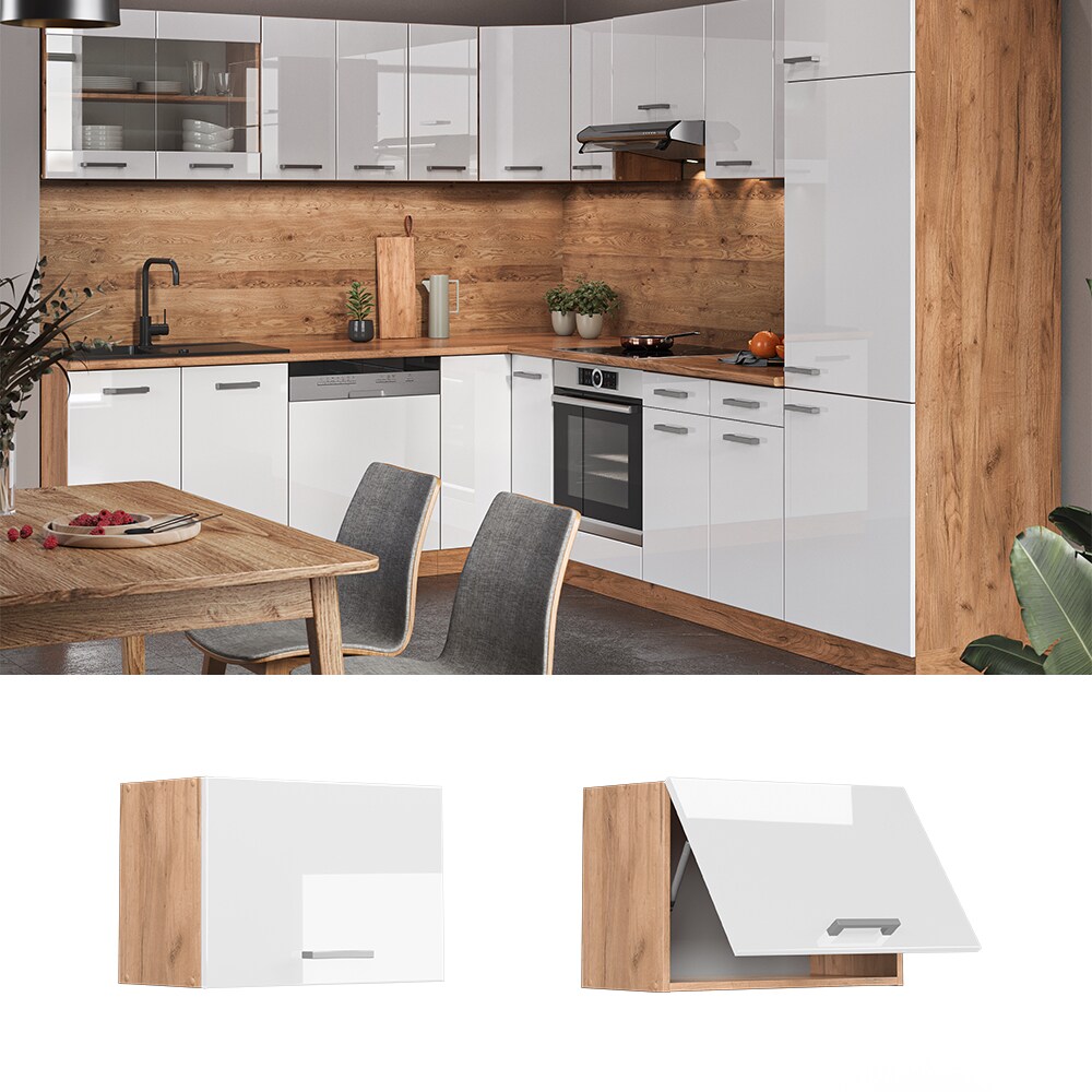 Vicco H&auml;ngeschrank K&uuml;chenschrank K&uuml;chenzeile R-Line 60 cm flach Goldkraft Wei&szlig; - Bild 1