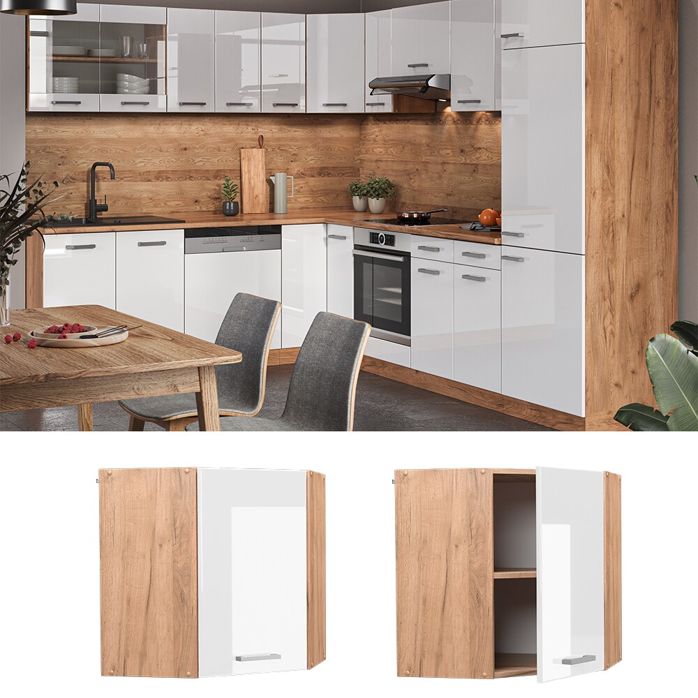 Vicco Eckh&auml;ngeschrank K&uuml;chenschrank K&uuml;chenzeile R-Line 57 cm Goldkraft Wei&szlig; - Bild 1