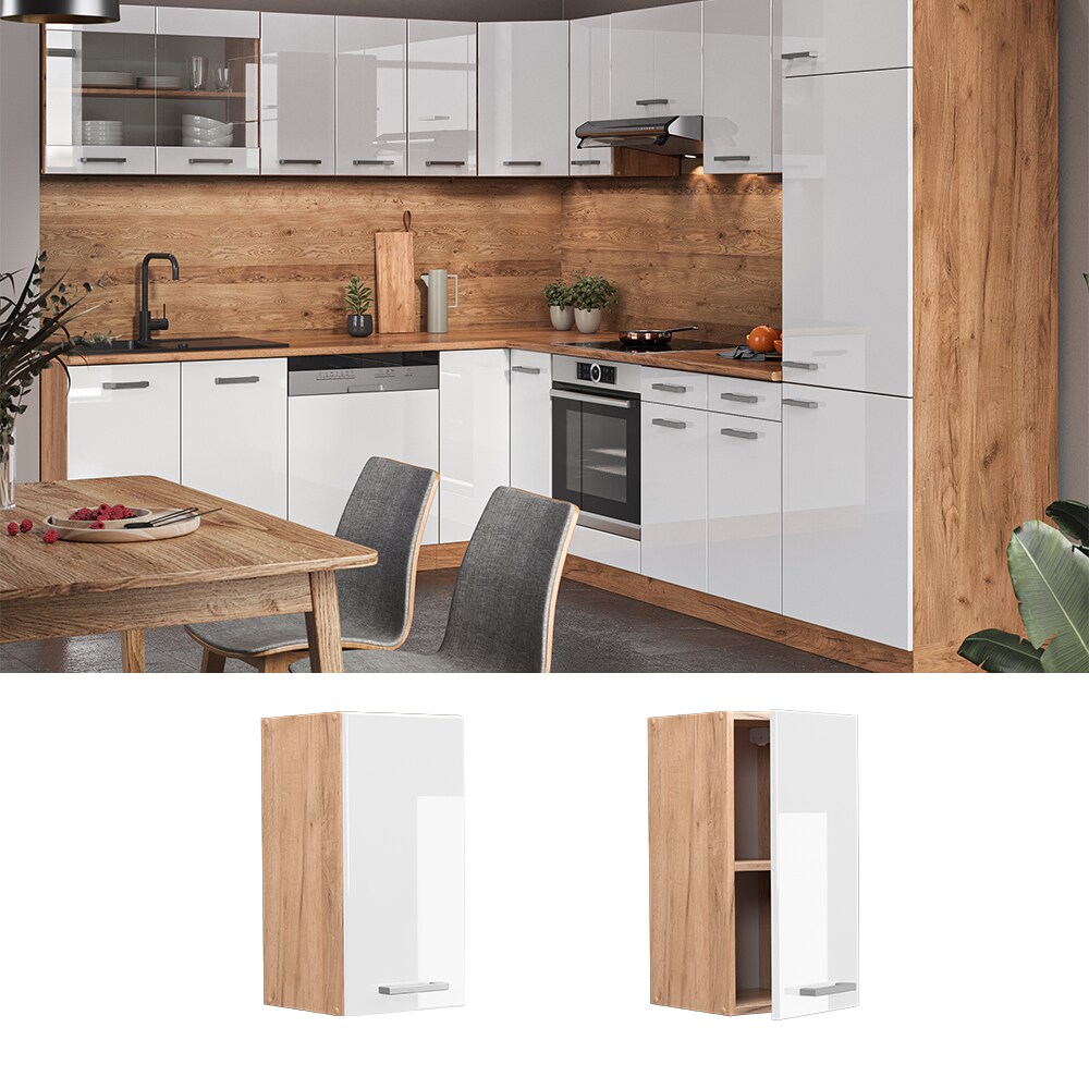 Vicco H&auml;ngeschrank K&uuml;chenschrank K&uuml;chenzeile R-Line 30 cm Goldkraft Wei&szlig; - Bild 1