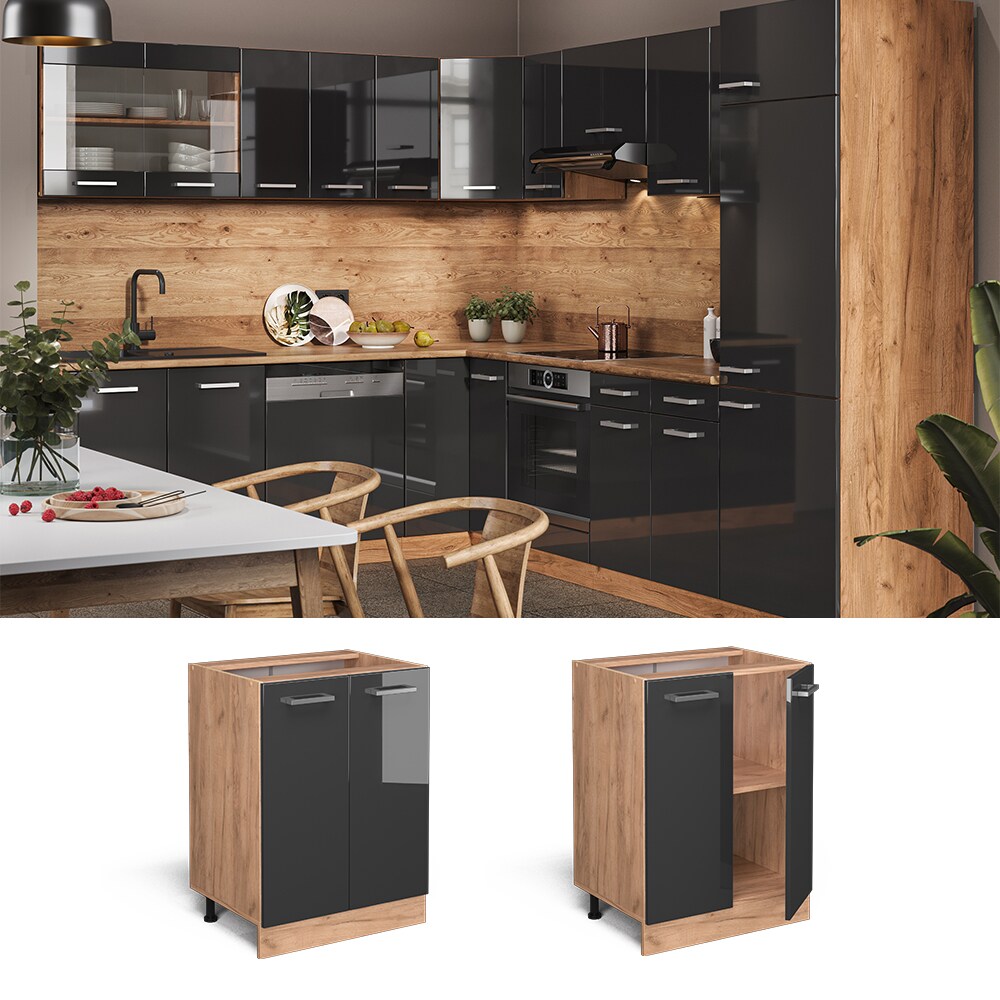 Vicco Unterschrank Küchenschrank Küchenzeile R-Line 60 cm Goldkraft Anthrazit