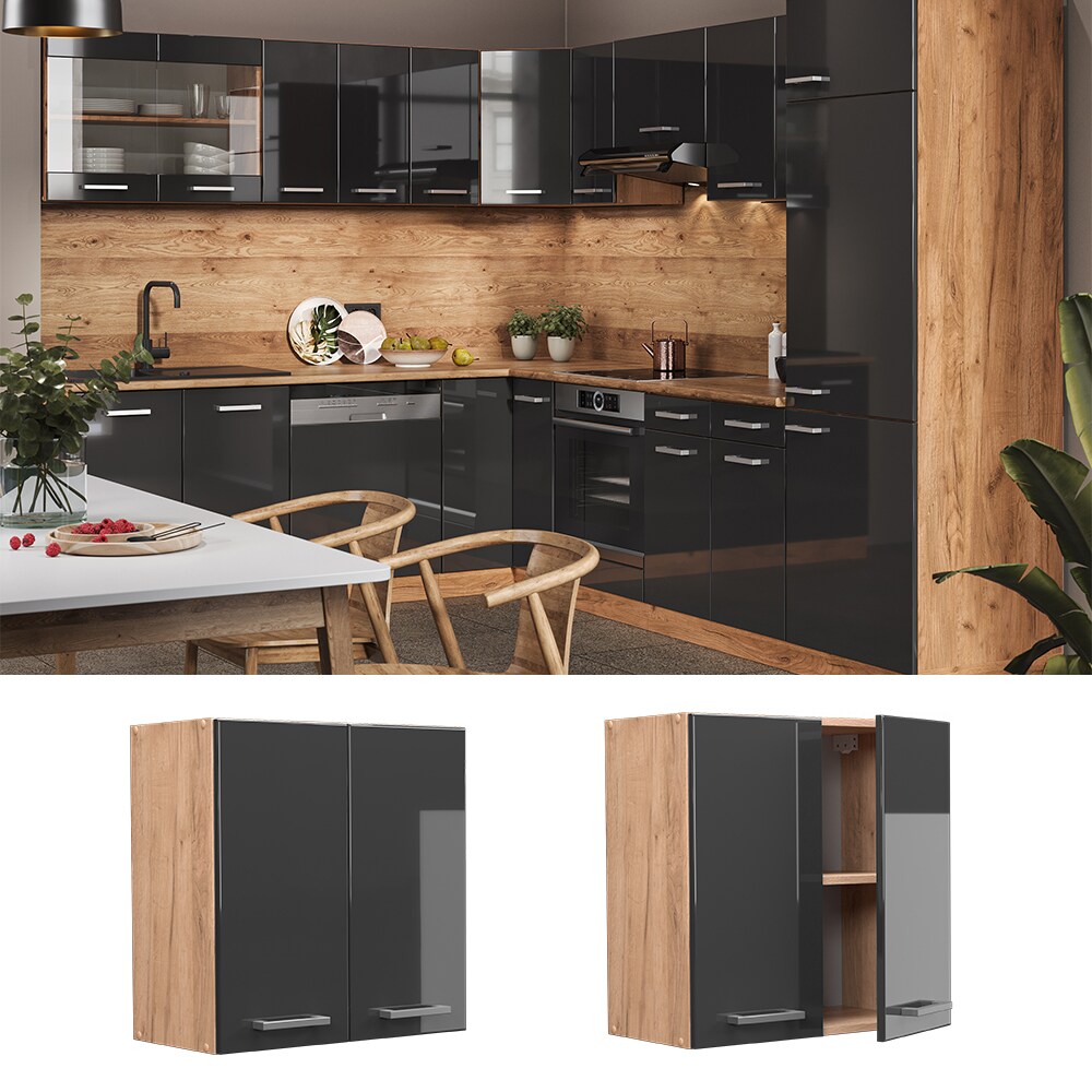 Vicco H&auml;ngeschrank K&uuml;chenschrank K&uuml;chenzeile R-Line 60 cm Goldkraft Anthrazit - Bild 1