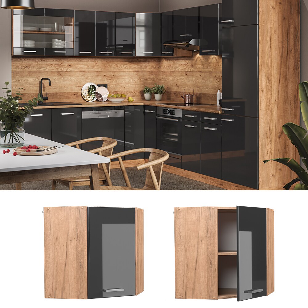 Vicco Eckh&auml;ngeschrank K&uuml;chenschrank K&uuml;chenzeile R-Line 57 cm Goldkraft Anthrazit - Bild 1