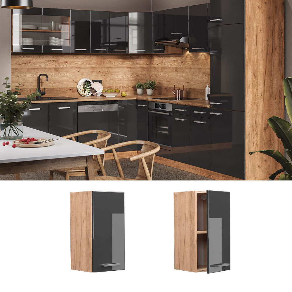 Vicco H&auml;ngeschrank K&uuml;chenschrank K&uuml;chenzeile R-Line 30 cm Goldkraft Anthrazit - Bild 1