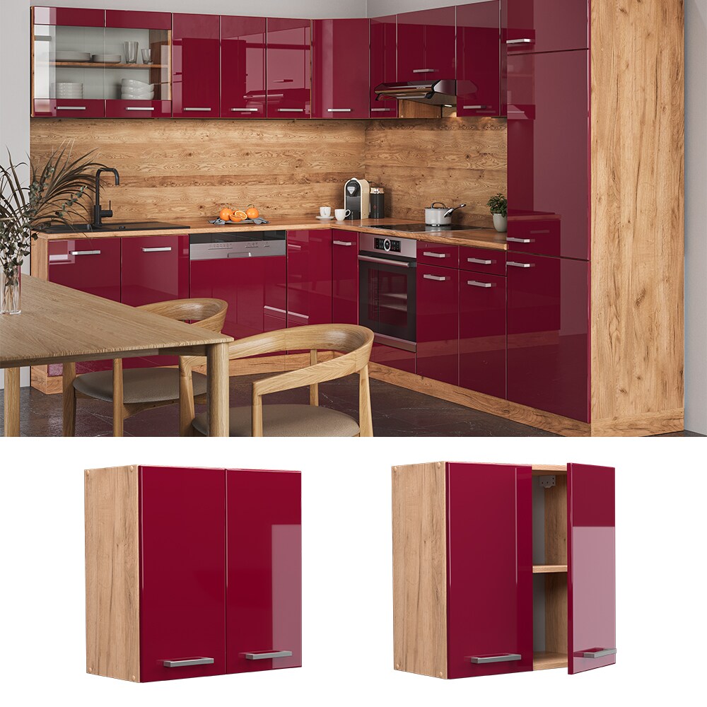 Vicco H&auml;ngeschrank K&uuml;chenschrank K&uuml;chenzeile R-Line 60 cm Goldkraft Bordeaux - Bild 1
