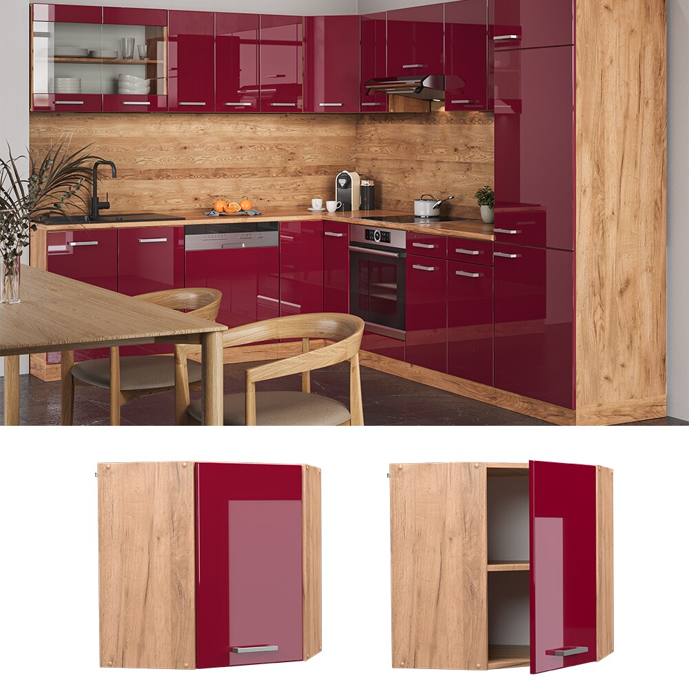 Vicco Eckh&auml;ngeschrank K&uuml;chenschrank K&uuml;chenzeile R-Line 57 cm Goldkraft Bordeaux - Bild 1