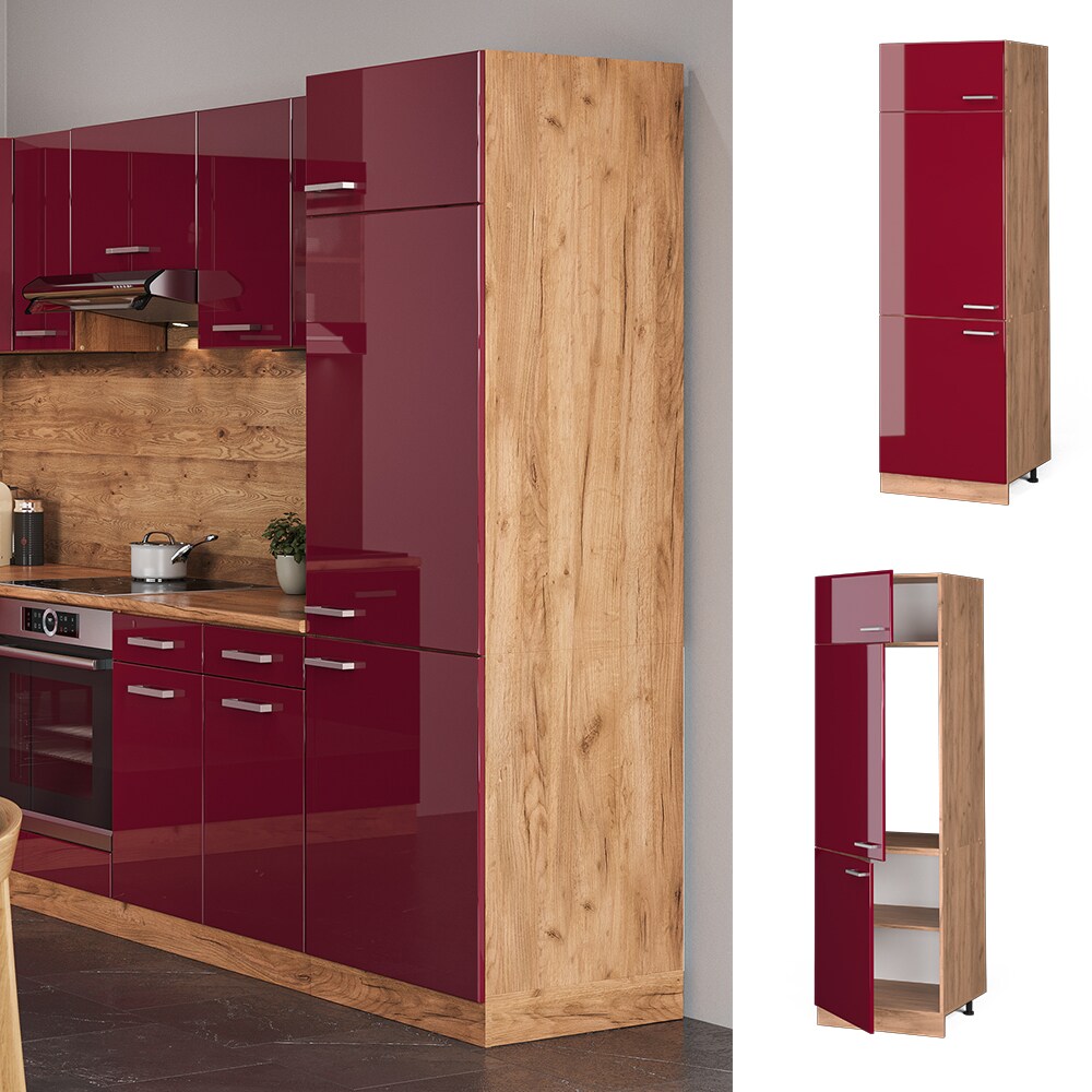 Vicco Kühlumbauschrank Küchenschrank Küchenzeile R-Line 60 cm Goldkraft Bordeaux