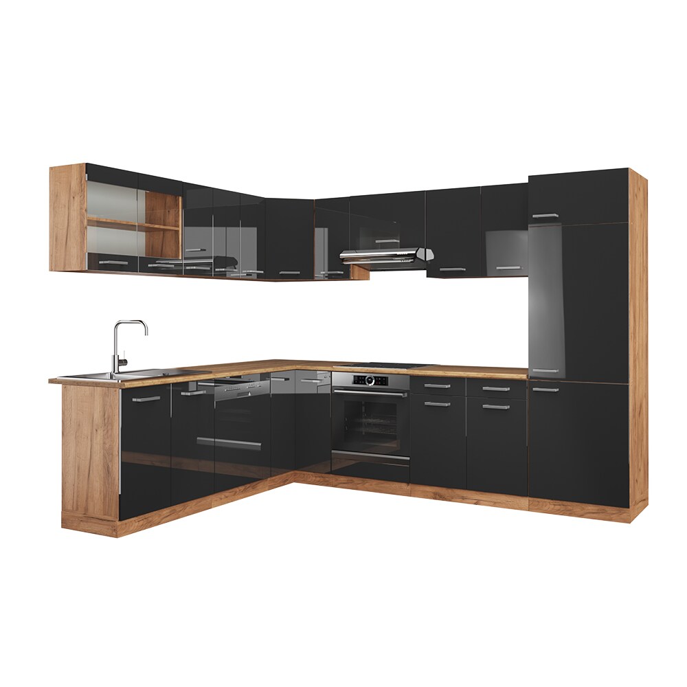 Vicco Küchenzeile Küchenblock Einbauküche R-Line Ecke 287 x 277 Anthrazit HGL