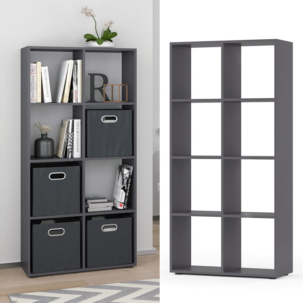 Vicco Raumteiler Standregal Bücherregal 8 Fächer Scutum Grau Hochregal CD-Regal | 04066731036301