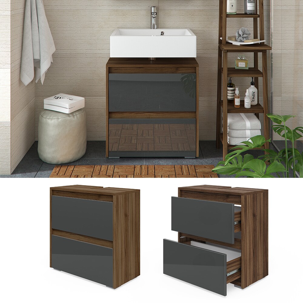 Vicco Waschtischunterschrank Waschbeckenunterschrank Badschrank Majest Nuss/ANT - Bild 1