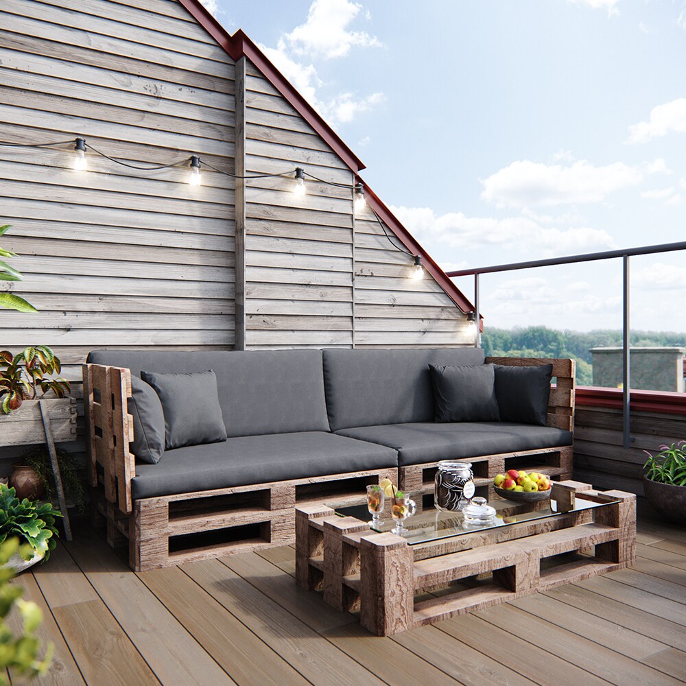 Vicco Loungekissen Palettenkissen Gartenkissen Grau 4er Set Balkonkissen - Bild 1