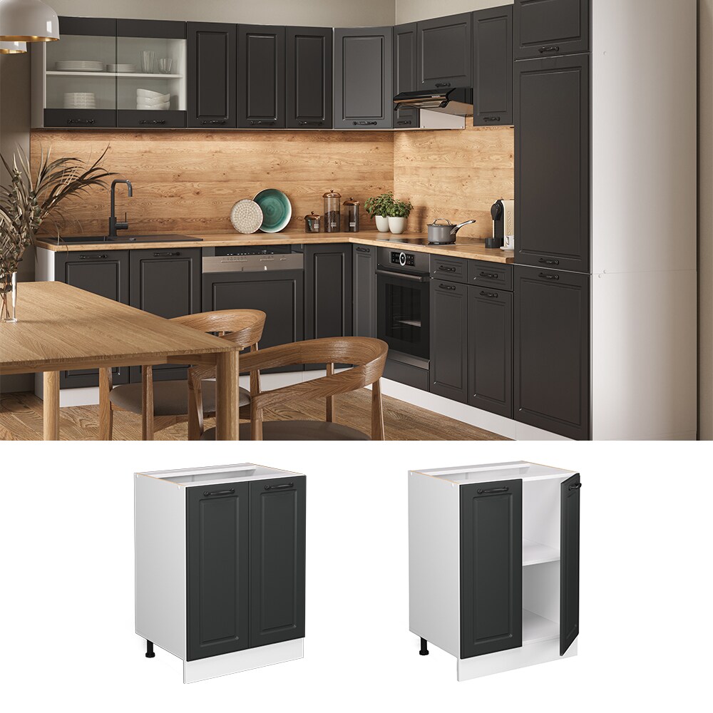 Vicco Unterschrank K&uuml;chenschrank K&uuml;chenzeile Landhaus R-Line 60 cm Wei&szlig;-Anthrazit - Bild 1