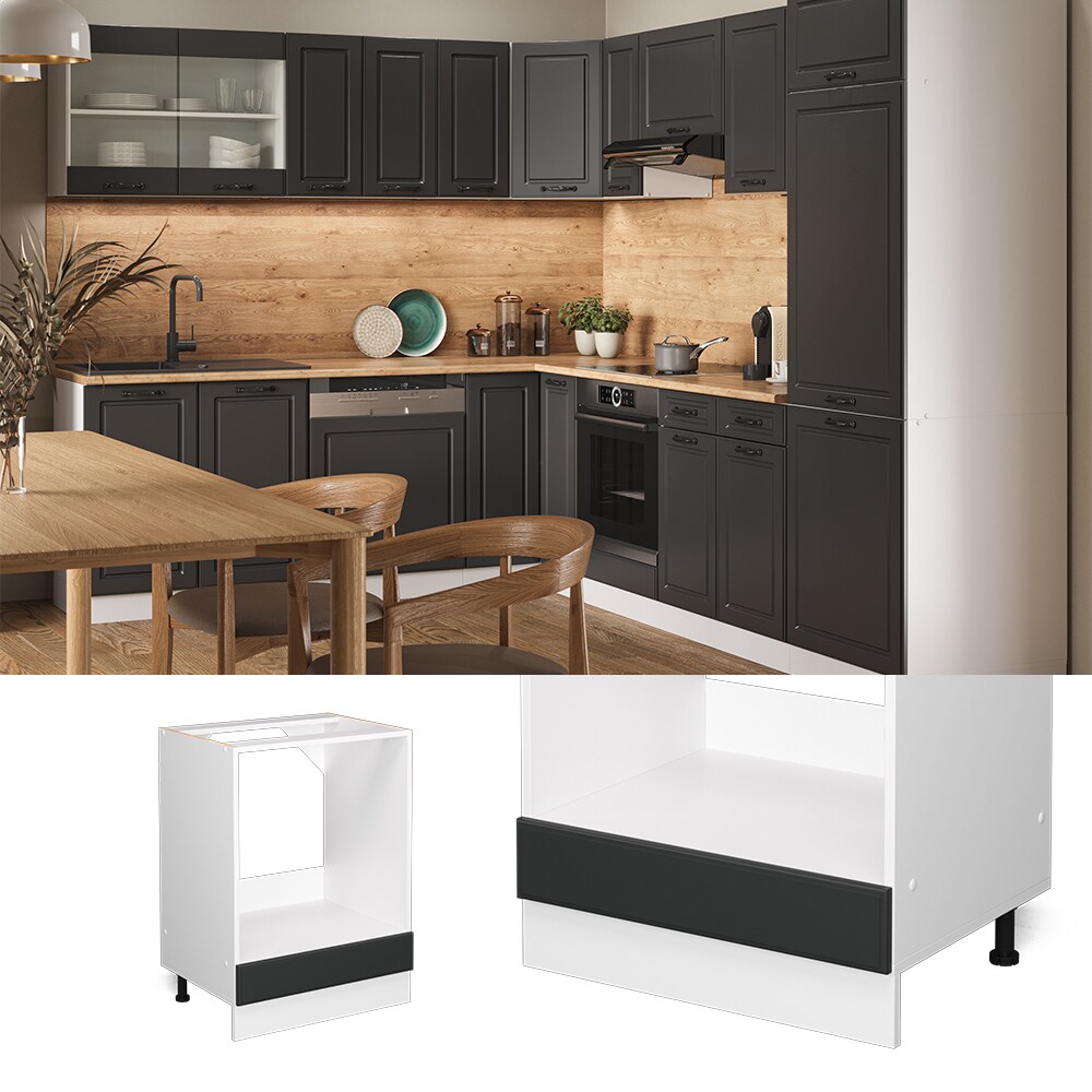 Vicco Herdumbauschrank K&uuml;chenschrank K&uuml;chenzeile Landhaus R-Line 60 cm Wei&szlig;-Anthrazit - Bild 1