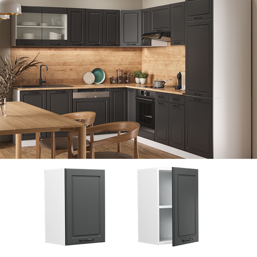 Vicco H&auml;ngeschrank K&uuml;chenschrank K&uuml;chenzeile Landhaus R-Line 40 cm Wei&szlig;-Anthrazit - Bild 1