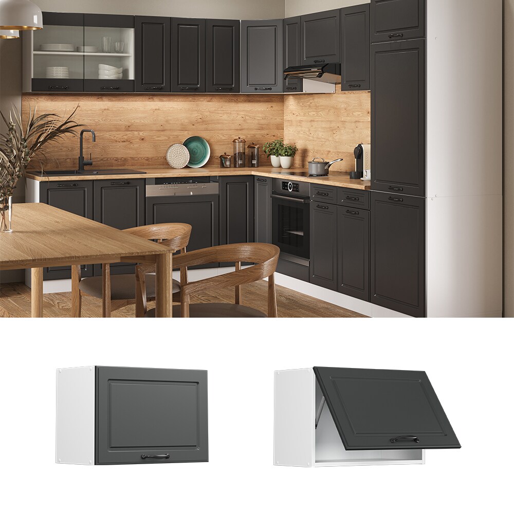 Vicco Hängeschrank Küchenschrank Küchenzeile Landhaus R-Line 60 cm flach Weiß-Anthrazit