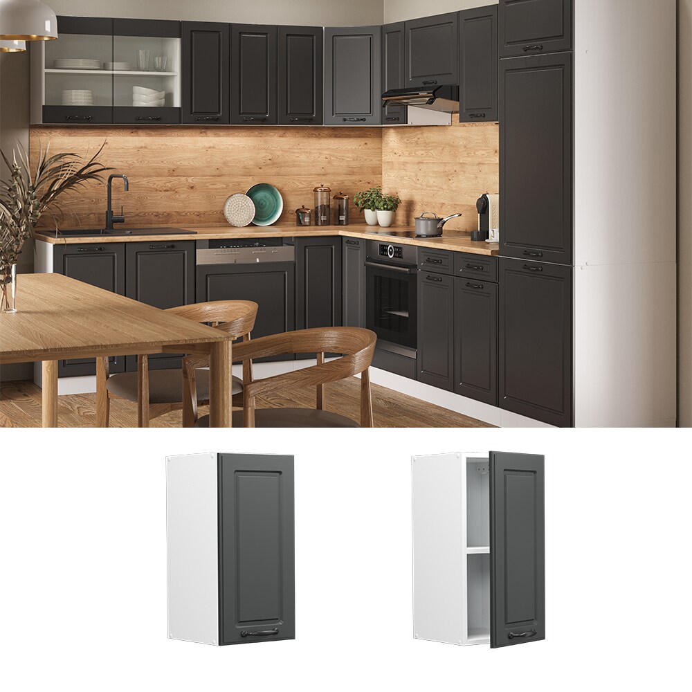 Vicco H&auml;ngeschrank K&uuml;chenschrank K&uuml;chenzeile Landhaus R-Line 30 cm Wei&szlig;-Anthrazit - Bild 1