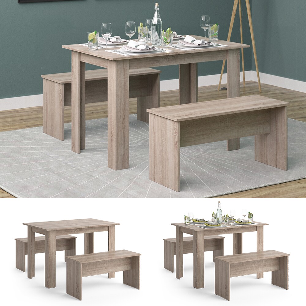Vicco Tischgruppe Sitzgruppe Esszimmer Sentio Esstisch Sitzbank Sonoma 110 cm - Bild 1