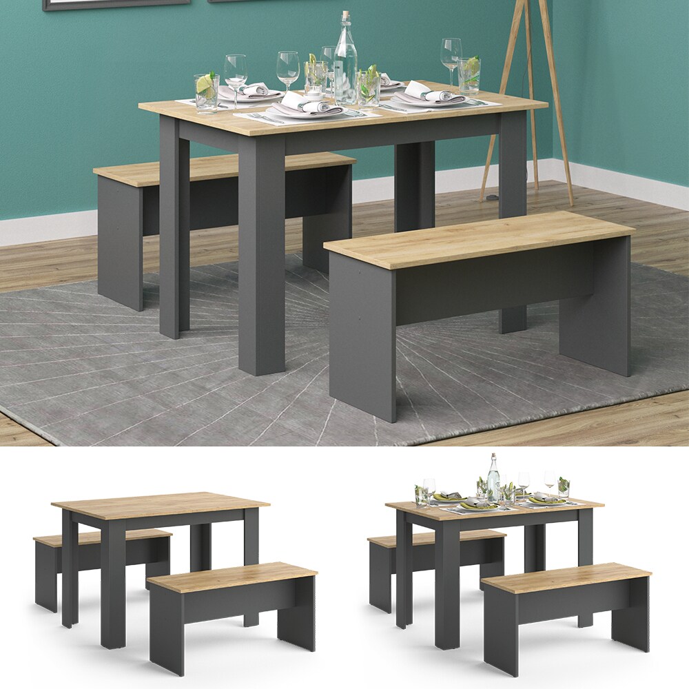 Vicco Tischgruppe Sitzgruppe Esszimmer Sentio Esstisch Anthrazit Eiche 110 cm - Bild 1