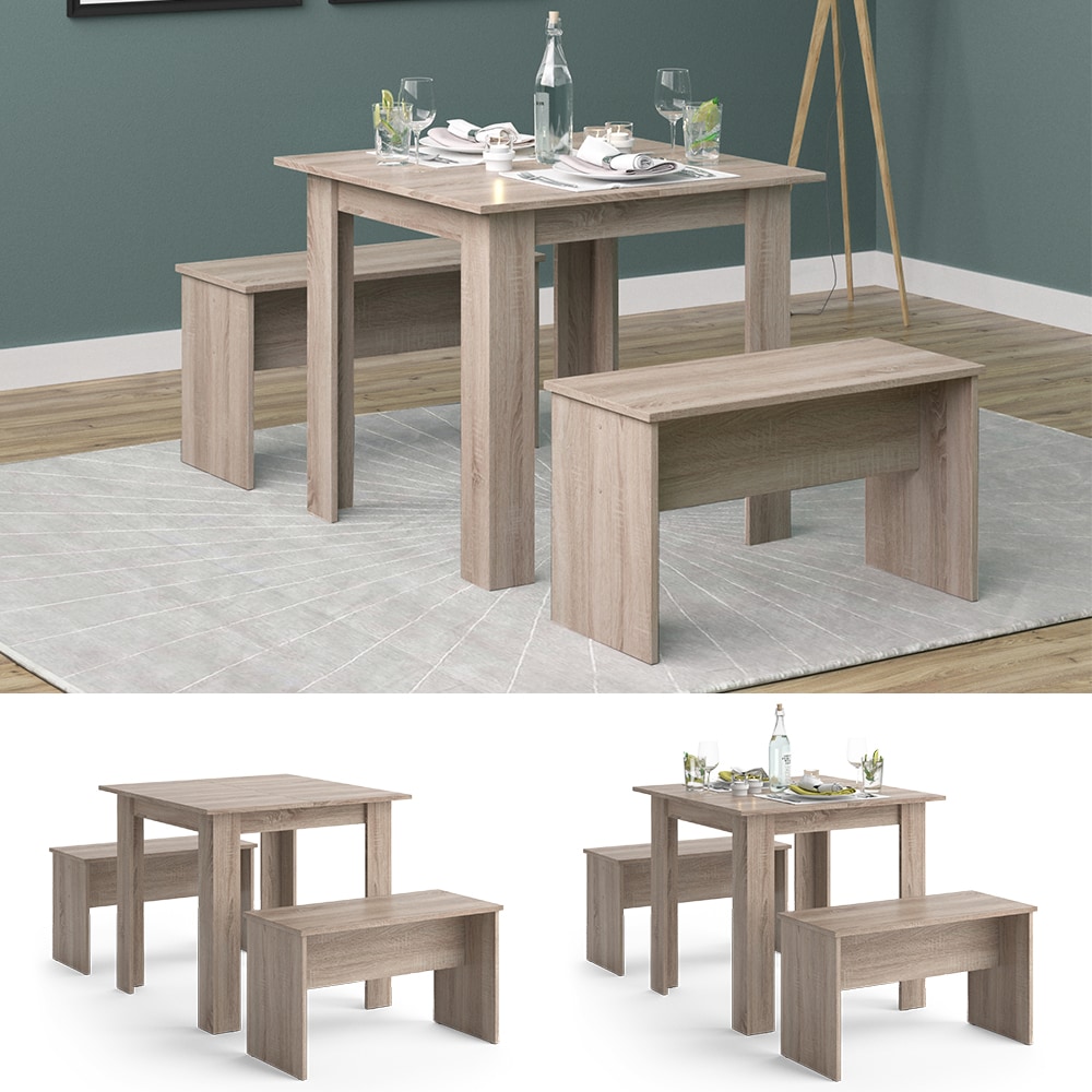 Vicco Tischgruppe Sitzgruppe Esszimmer Sentio Esstisch Sitzbank Sonoma 80 cm - Bild 1