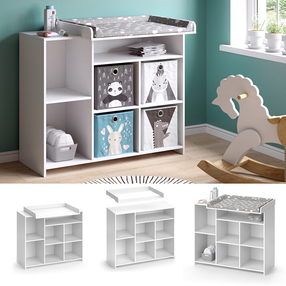 Vicco Wickelkommode Babykommode Wickelregal Oskar Simple Weiß Wickeltisch Fächer