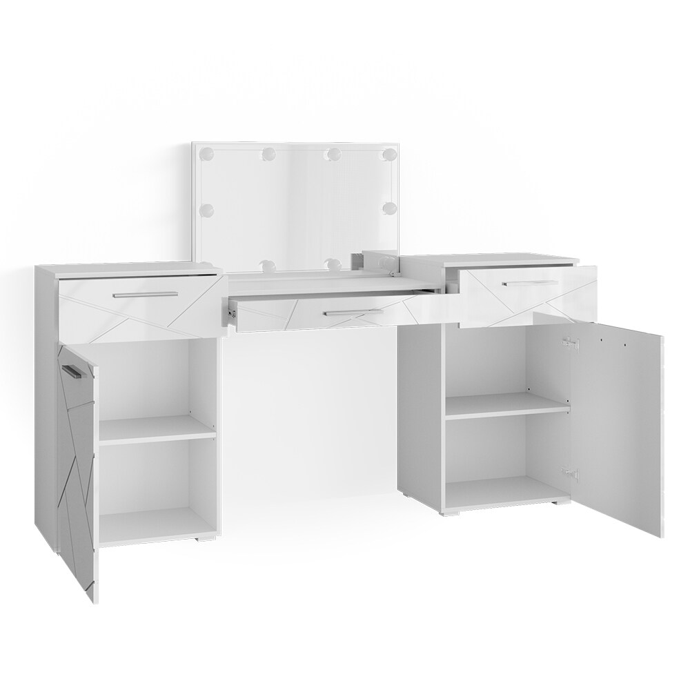 Vicco Schminktisch Frisiertisch Frisierkommode Irma Wei&szlig; Spiegel Ablage LED - Bild 1