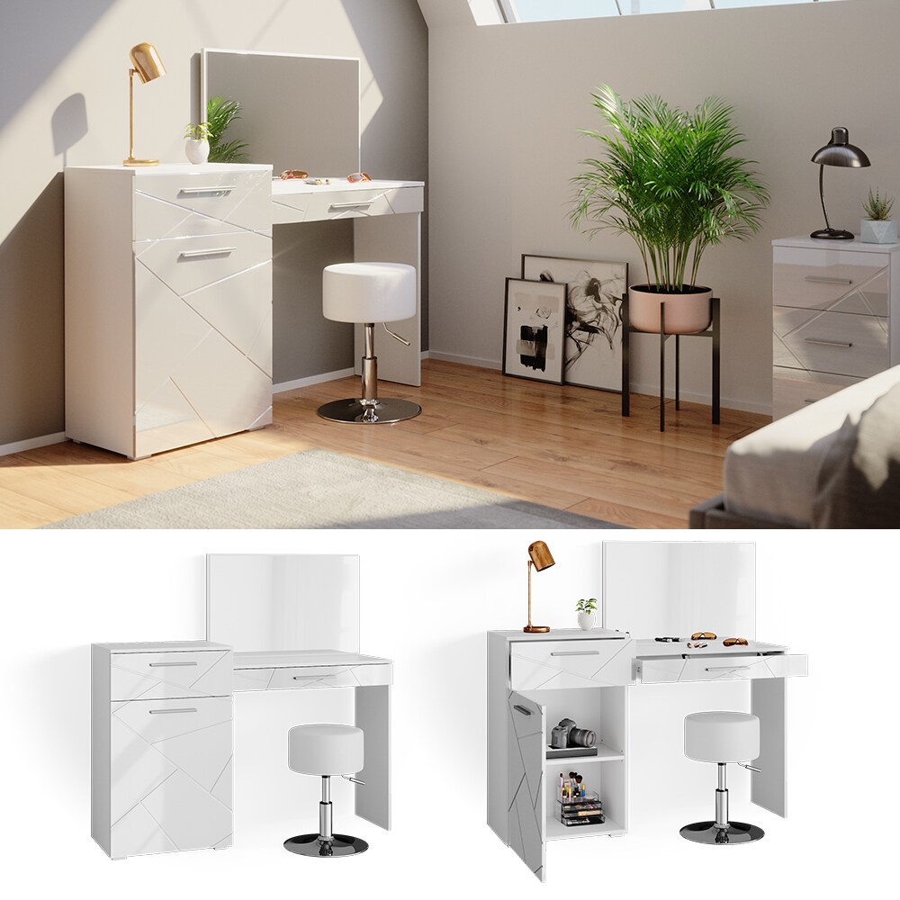 Vicco Schminktisch Frisiertisch Frisierkommode Little Irma Wei&szlig; Spiegel Hocker - Bild 1
