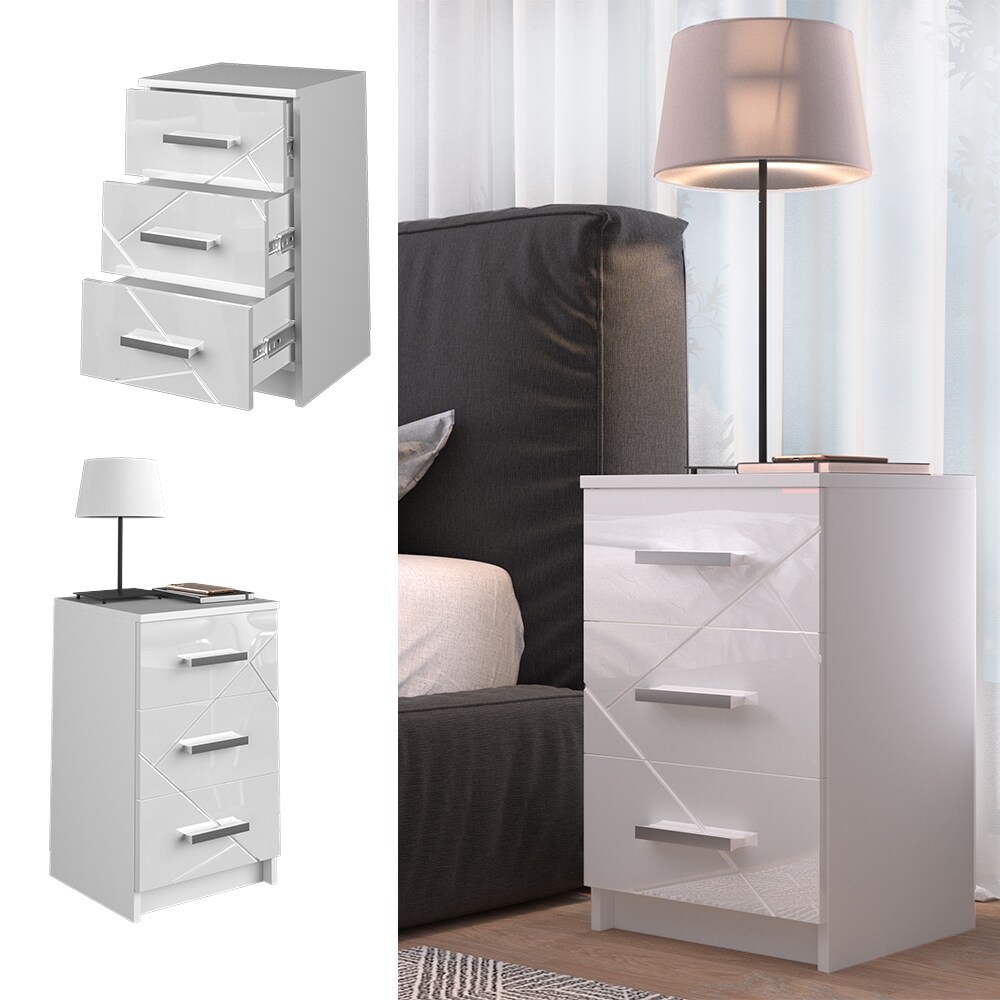 Vicco Nachtkommode Nachttisch Nachtschrank Irma Wei&szlig; 2er Set Schublade Ablage - Bild 1