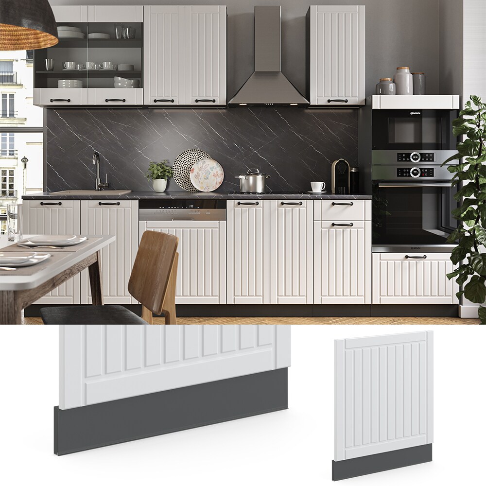 Vicco Geschirrspülerblende Geschirrspülfront Küchenmöbel Fame-Line Landhaus Anthrazit Weiß 60 cm modern