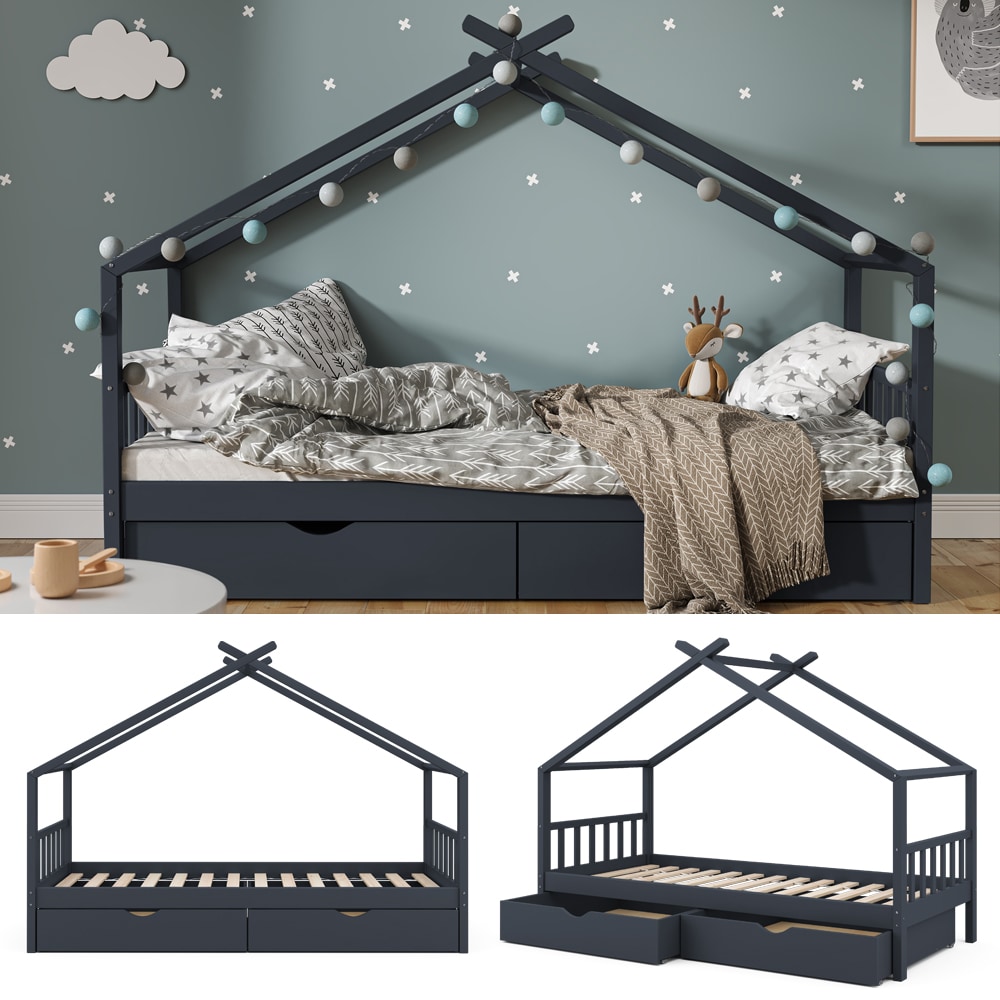 VitaliSpa Kinderbett Hausbett Kinderhaus Design ANT Lattenrost 90x200 Matratze - Bild 1
