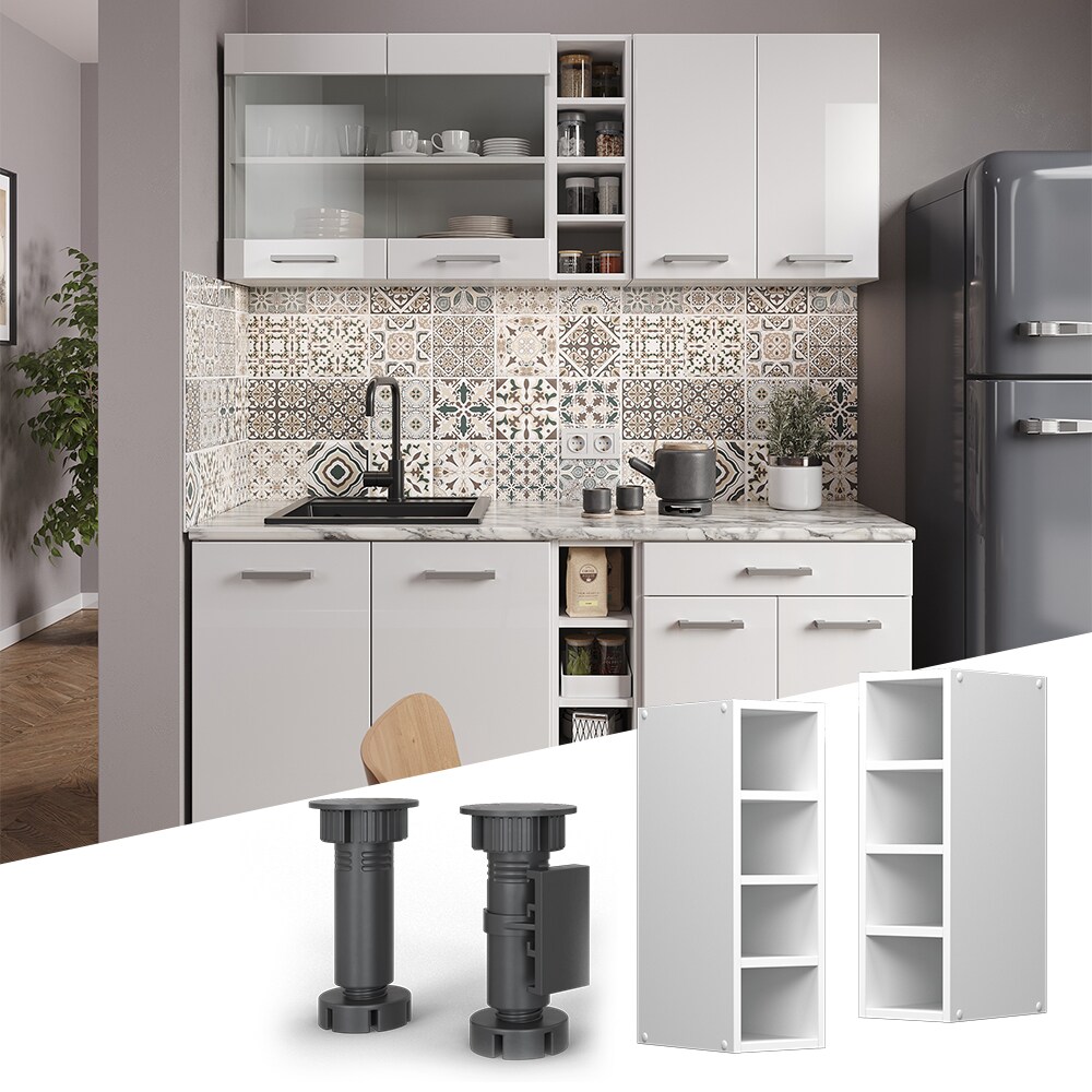 Vicco Regalh&auml;ngeschrank K&uuml;chenschrank K&uuml;chenzeile R-Line 20 cm Wei&szlig; F&auml;cher - Bild 1