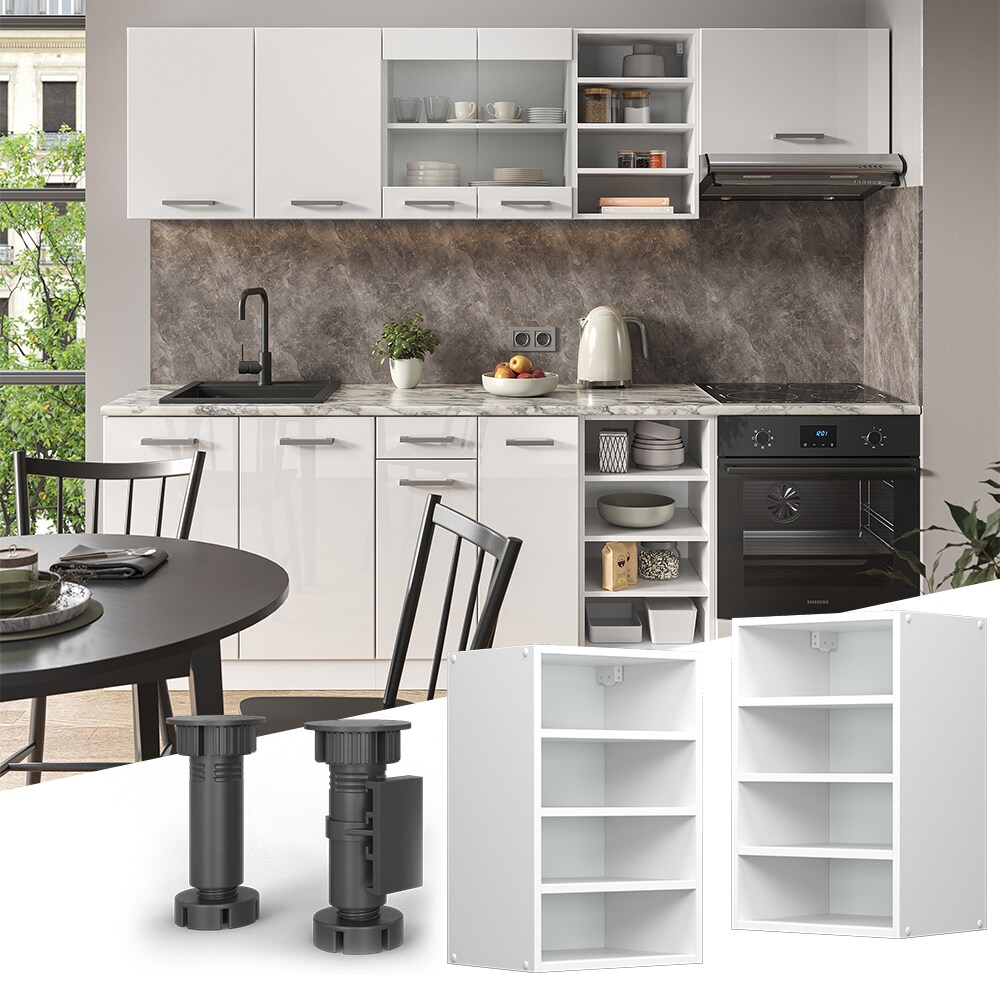 Vicco Regalh&auml;ngeschrank K&uuml;chenschrank K&uuml;chenzeile R-Line 40 cm Wei&szlig; F&auml;cher - Bild 1