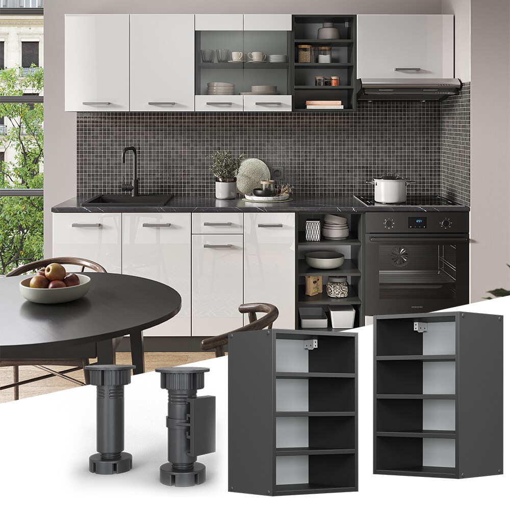 Vicco Regalh&auml;ngeschrank K&uuml;chenschrank K&uuml;chenzeile R-Line 40 cm Anthrazit F&auml;cher - Bild 1