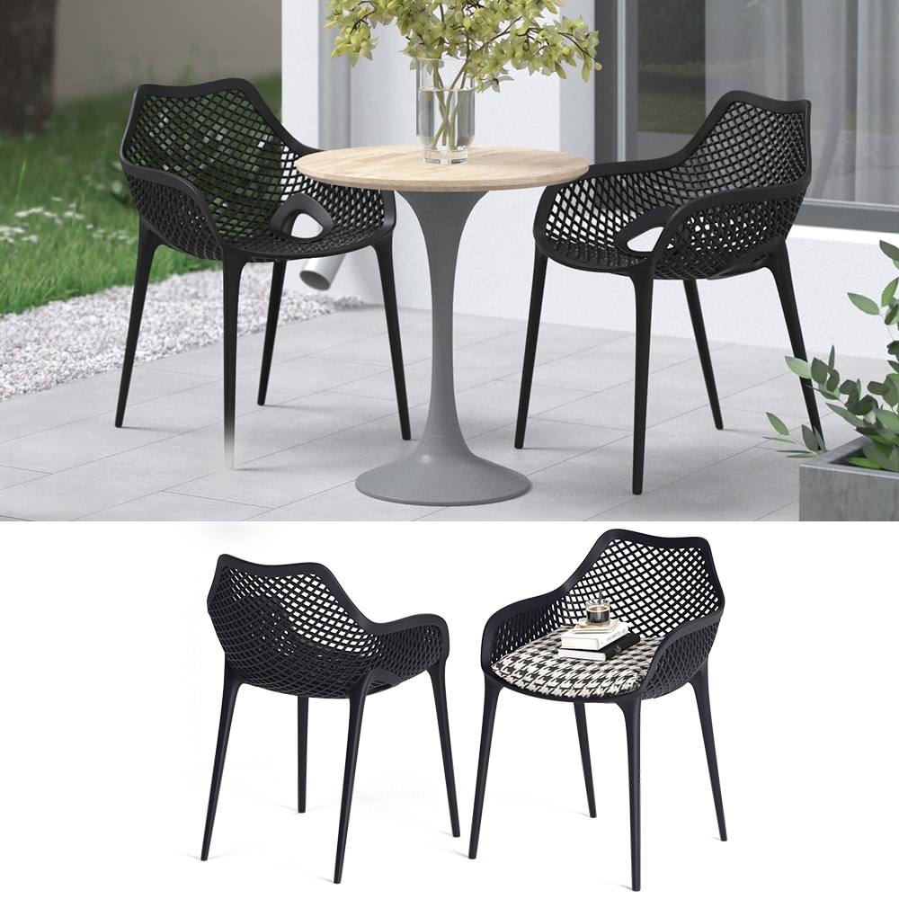 OK-Living Gartenstuhl Terrassenstuhl Balkonstuhl Leif schwarz Sitzschale Set 2 - Bild 1