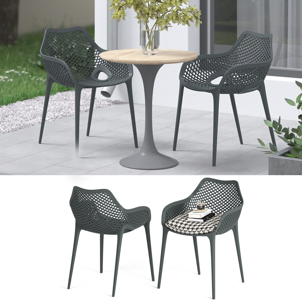 OK-Living Gartenstuhl Terrassenstuhl Balkonstuhl Leif grau Sitzschale 2er Set - Bild 1