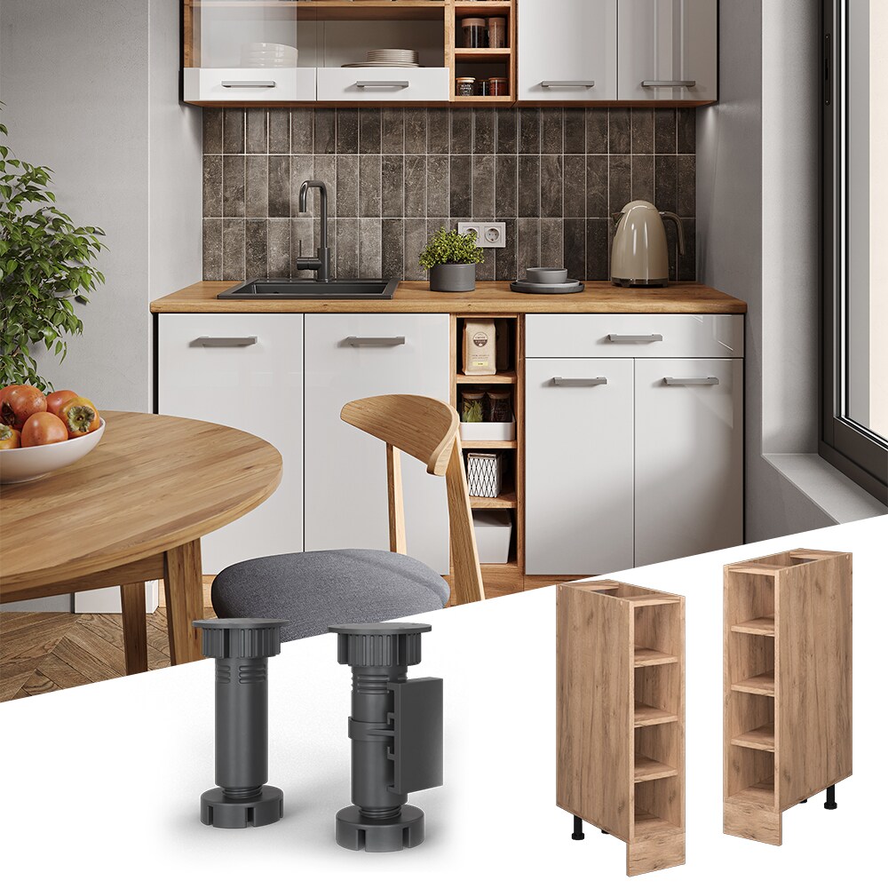 Vicco Regalunterschrank K&uuml;chenschrank K&uuml;chenzeile R-Line 20 cm Eiche F&auml;cher - Bild 1