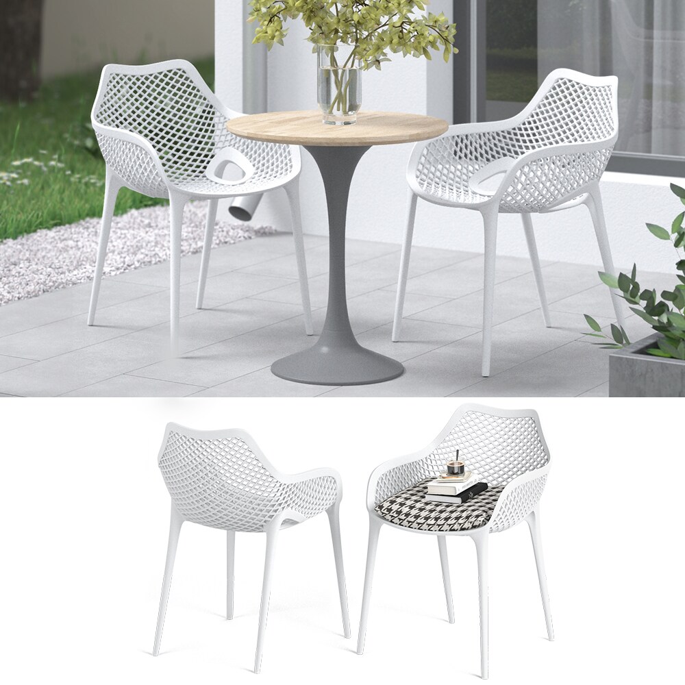 OK-Living Gartenstuhl Terrassenstuhl Balkonstuhl Leif wei&szlig; Sitzschale 2er Set - Bild 1