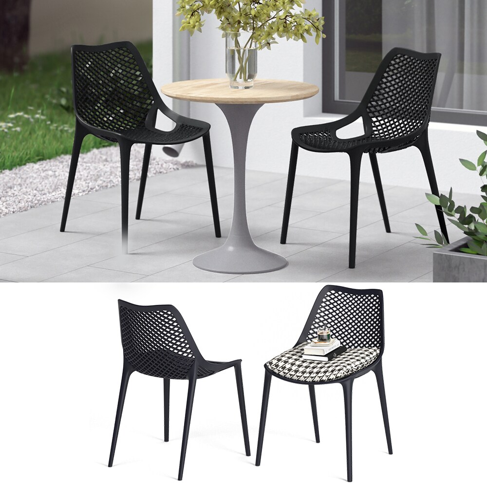 OK-Living Gartenstuhl Terrassenstuhl Balkonstuhl Einar schwarz Sitzschale Set 2 - Bild 1