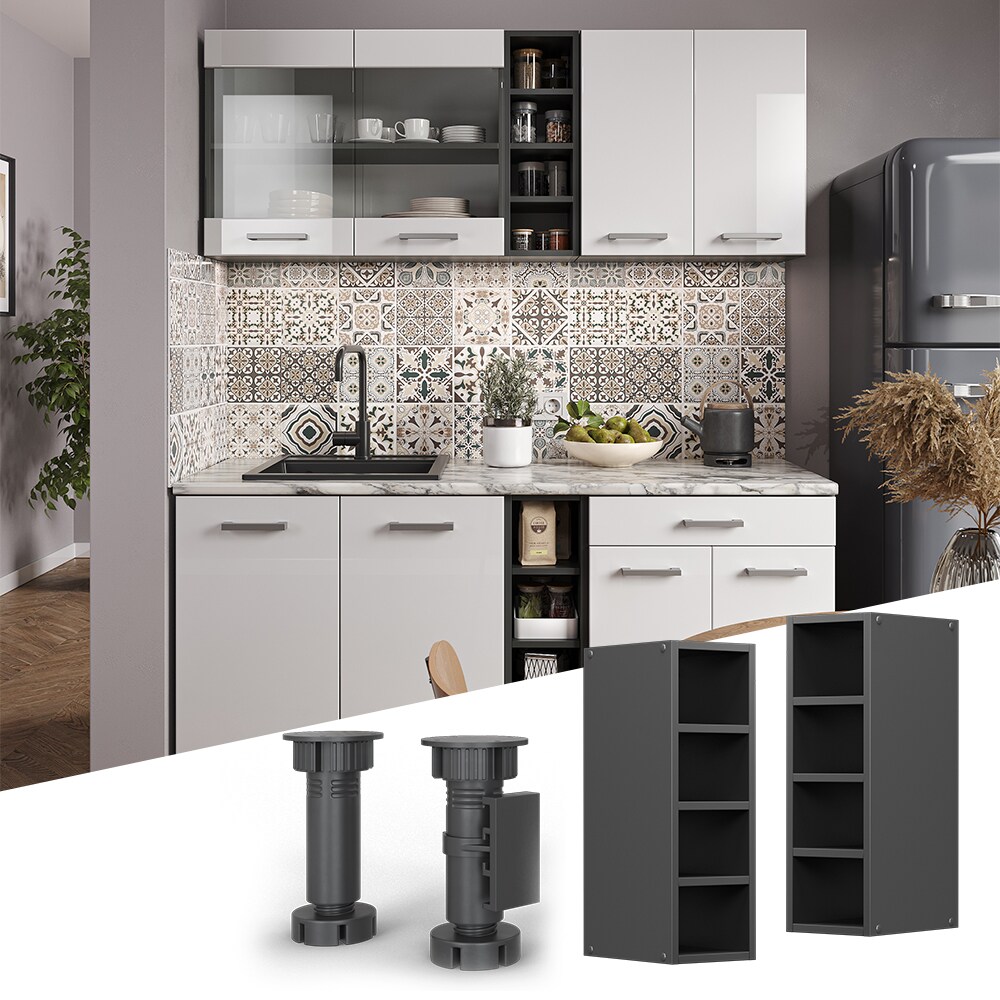 Vicco Regalh&auml;ngeschrank K&uuml;chenschrank K&uuml;chenzeile R-Line 20 cm Anthrazit F&auml;cher - Bild 1