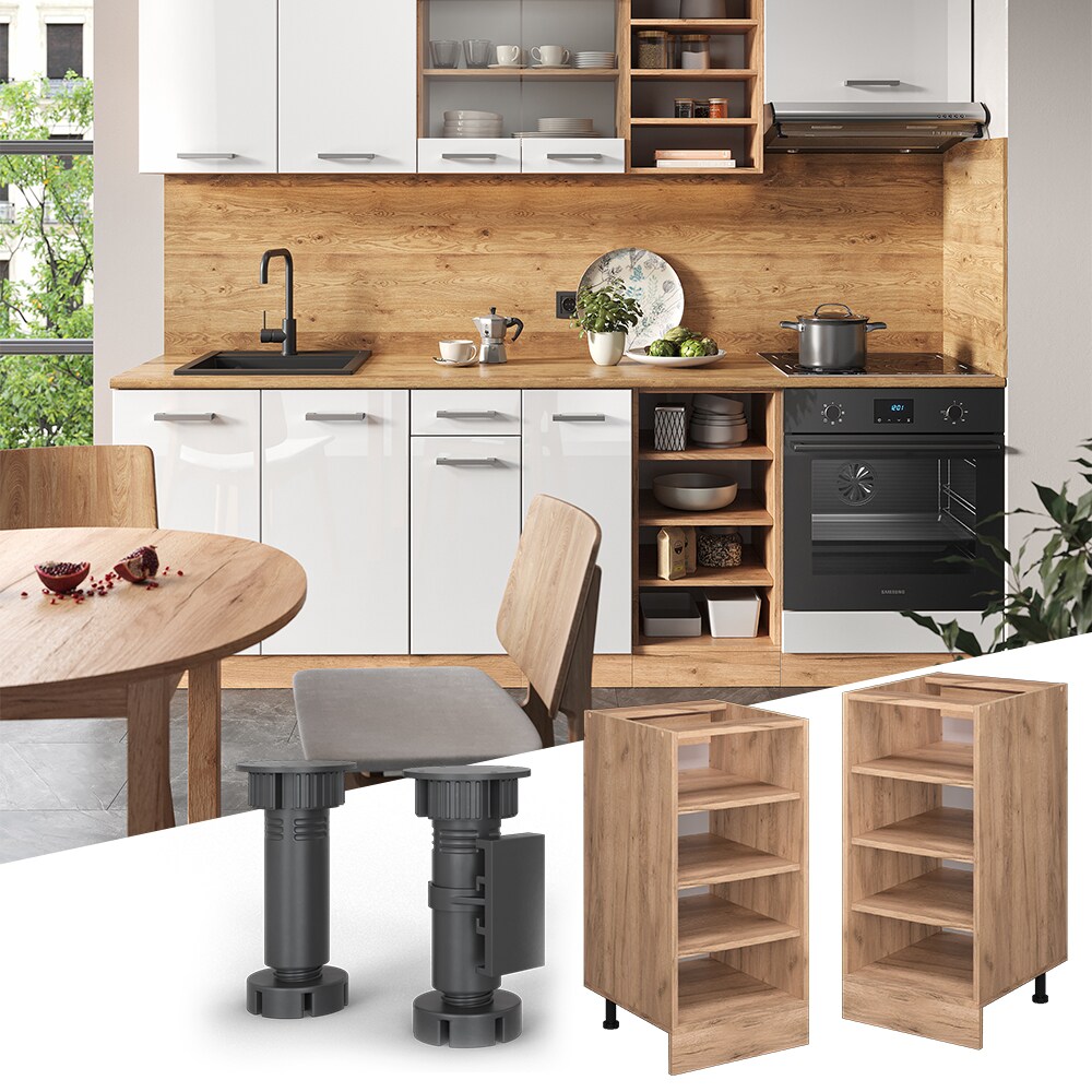 Vicco Regalunterschrank Küchenschrank Küchenzeile R-Line 40 cm Eiche Fächer