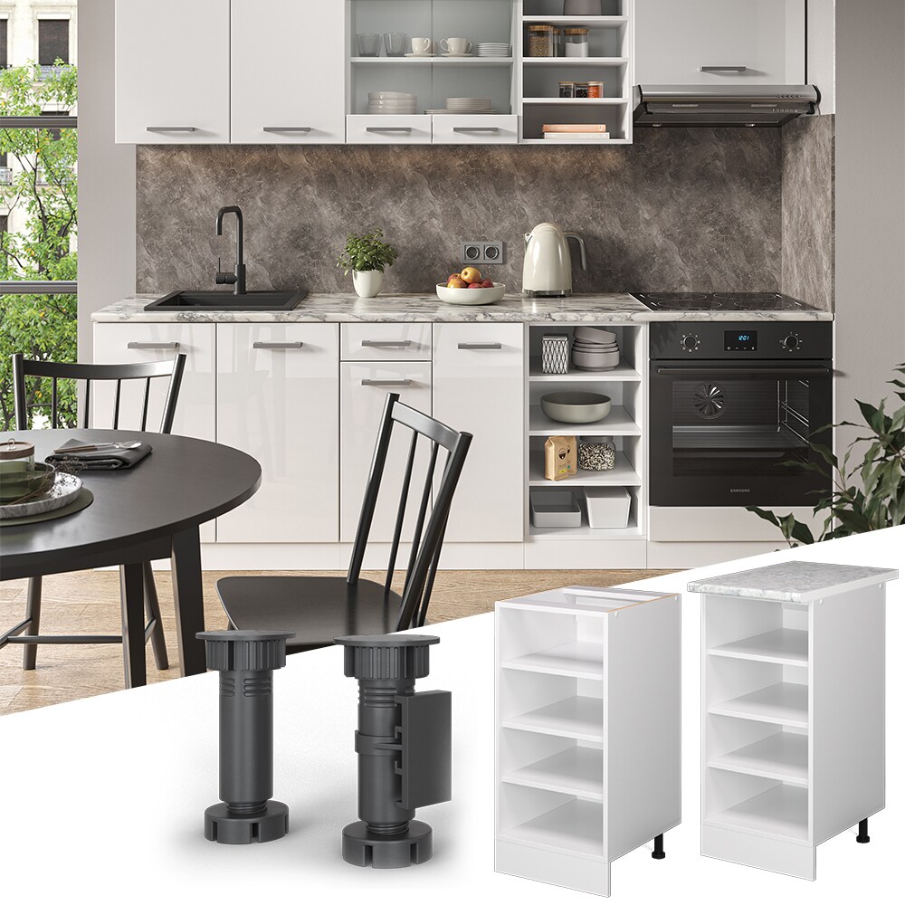 Vicco Regalunterschrank Küchenschrank Küchenzeile R-Line 40 cm Weiß Fächer